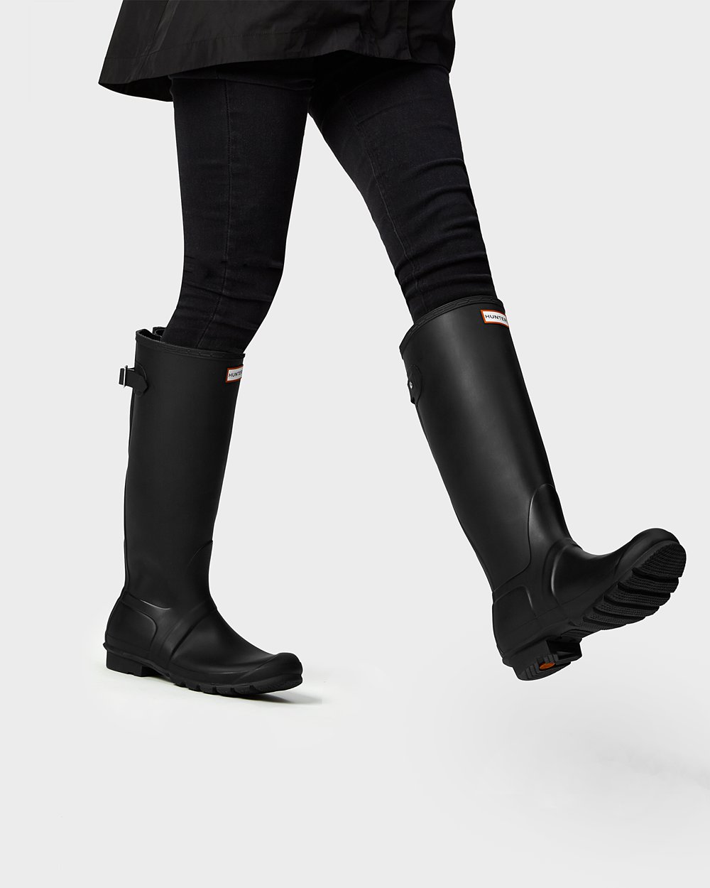 Women Hunter Original Back Adjustable | Tall Rain Boots Black | NZ-60493-STVA